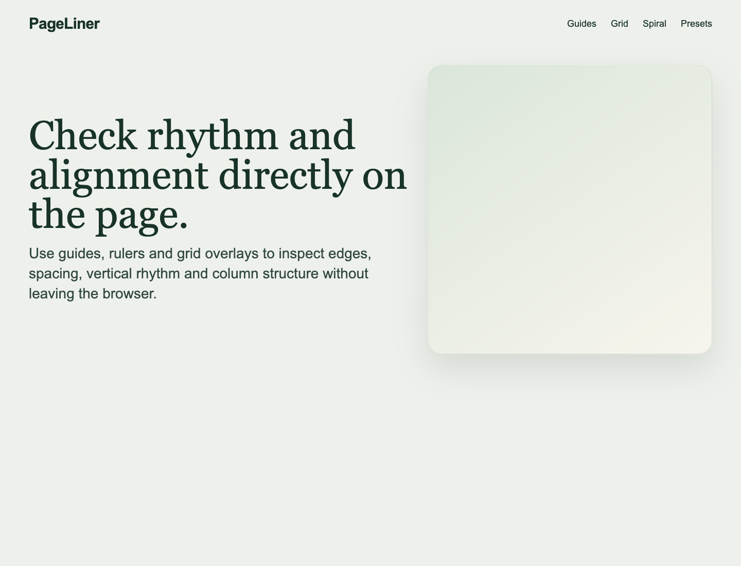 PageLiner guides and grid overlay on a real layout