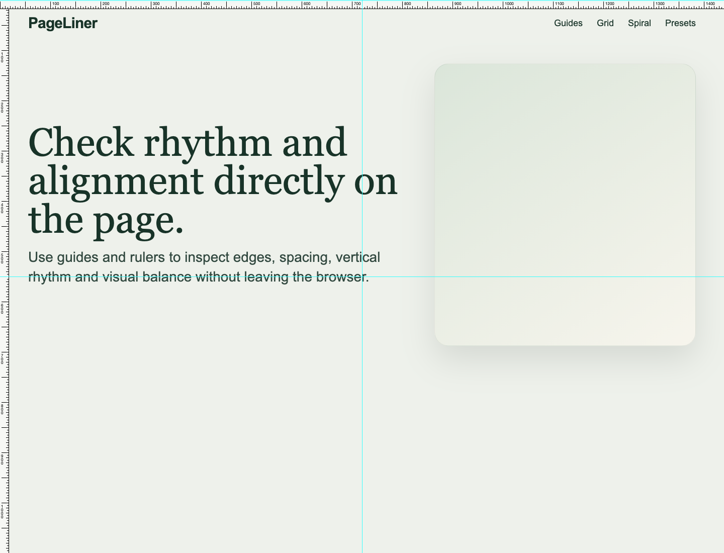 PageLiner guides and rulers overlay on a real layout