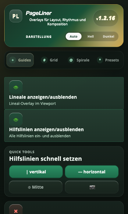 PageLiner popup guides tab